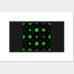 Suns and Dots Green on Black Repeat 5748 Posters and Art